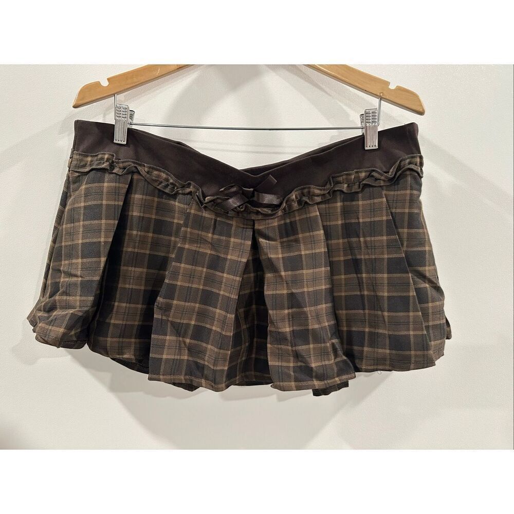Brown Plaid Micro Mini Skort - Brown Plaid - Picture 5 of 10